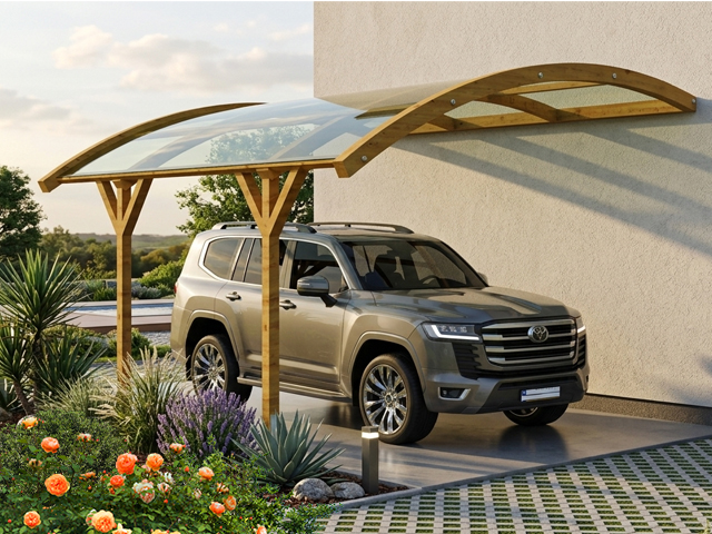 Araç Otopark Modelleri / 0071001 Ahşap Araba Otoparkı Veranda